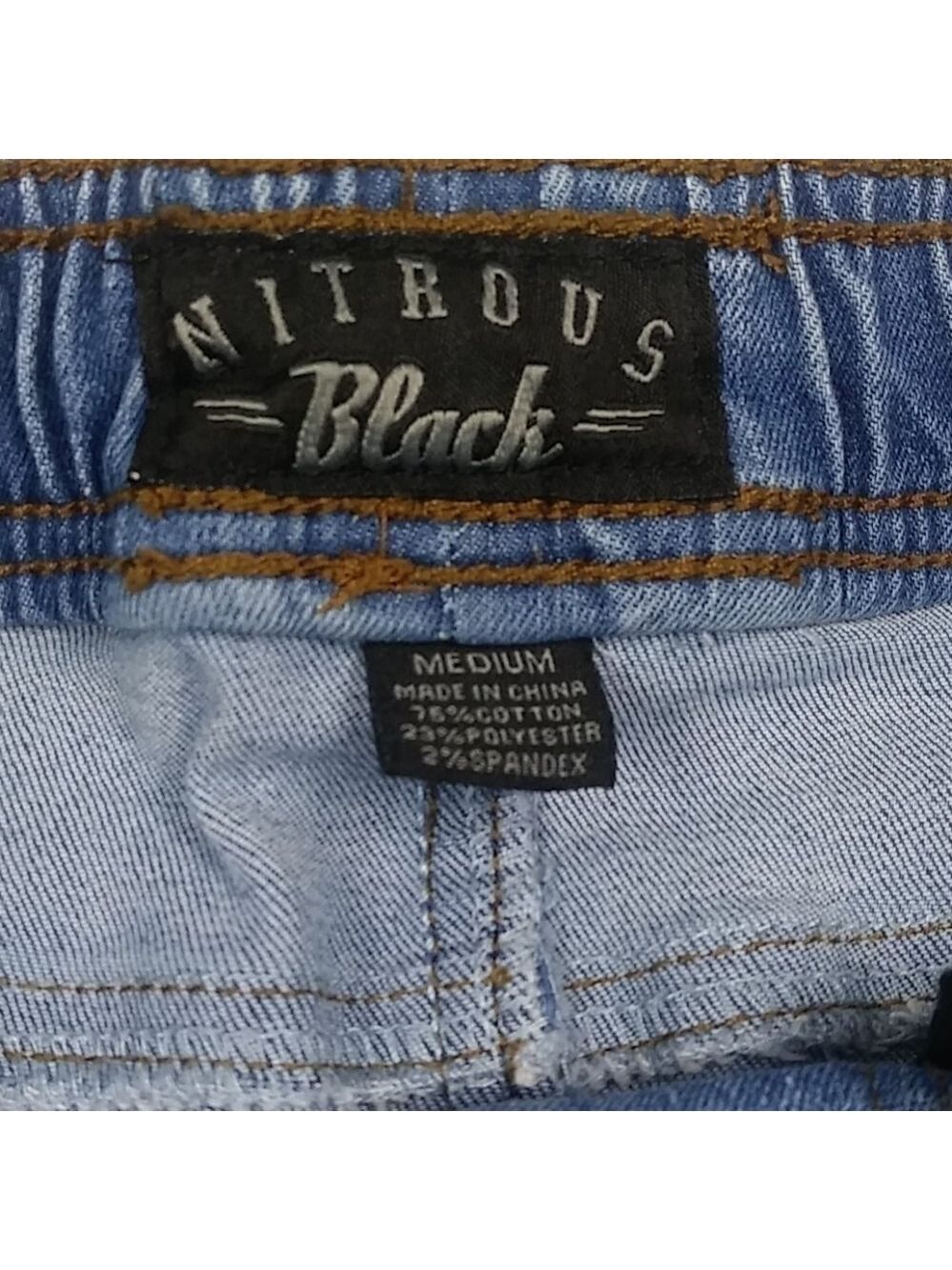 Nitrous Black Pull On Elastic Waist Jogger Jeans - Picture 8 of 12